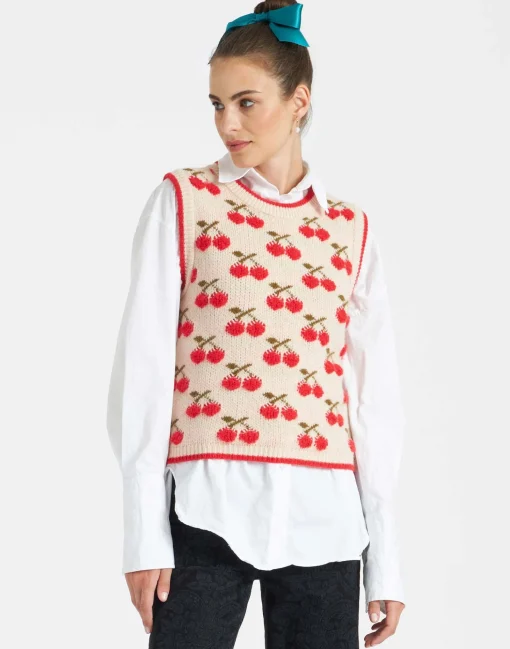 Cherry VestOff White in Wool