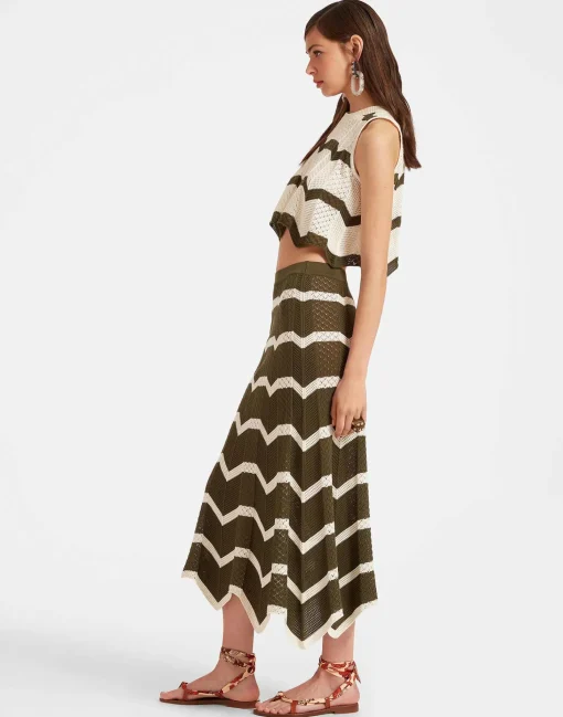 Chevron SkirtSolid Camouflage in Knit Chevron