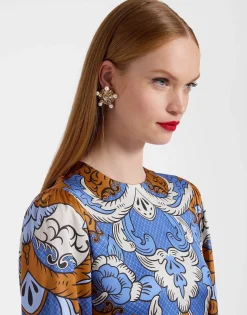 Clingy Swing DressPortal Placée Light Blue in Stretch Satin