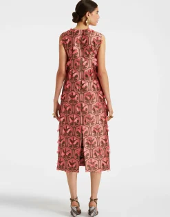 Column DressGrove Kaki/Pink in Jacquard