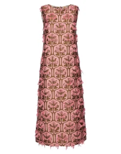 Column DressGrove Kaki/Pink in Jacquard