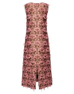 Column DressGrove Kaki/Pink in Jacquard