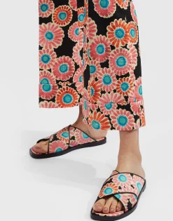 Criss-Cross SandalsCrazy Daisy Black in Twill