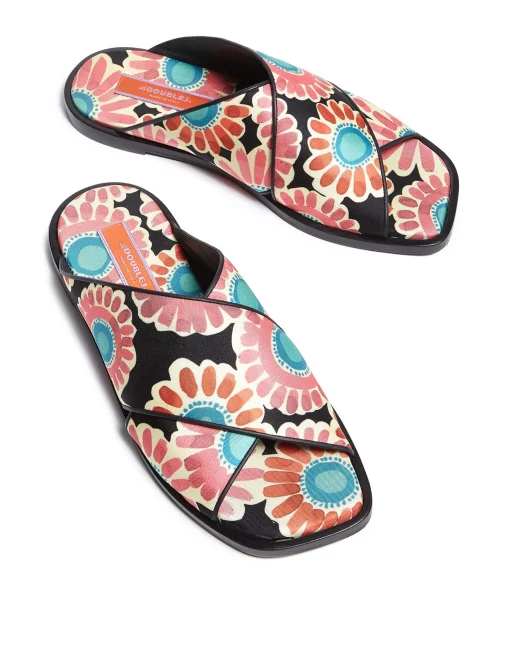 Criss-Cross SandalsCrazy Daisy Black in Twill