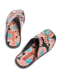 Criss-Cross SandalsCrazy Daisy Black in Twill