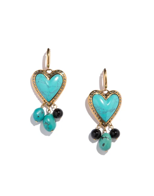 Cuore Piccolo EarringsSolid Acquamarine in Gold Plated Brass