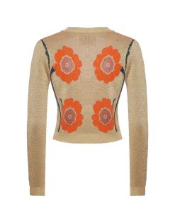 Daisychain Mini CardiganOrange & Gold in Jacquard Lurex