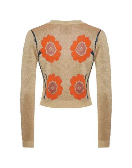 Daisychain Mini CardiganOrange & Gold in Jacquard Lurex