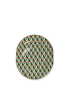 Dessert Plate Set of 2Cubi Verde in Porcelain