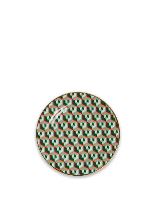 Dessert Plate Set of 2Cubi Verde in Porcelain