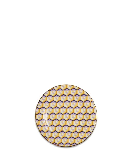 Dessert Plate Set of 2Cubi Giallo in Porcelain