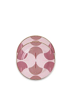 Dessert Plate Set of 2Slinky Rosso in Porcelain