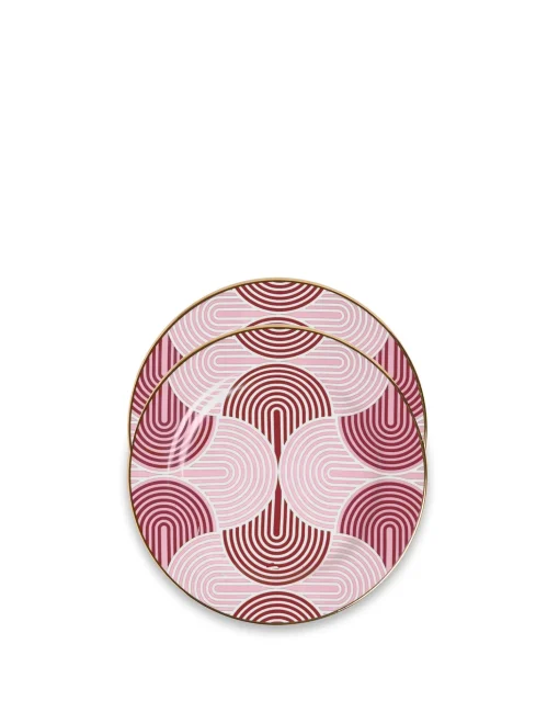 Dessert Plate Set of 2Slinky Rosso in Porcelain