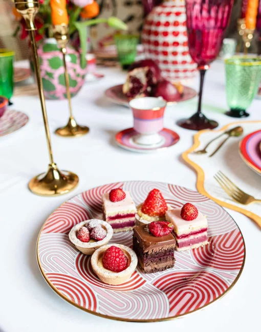 Dessert Plate Set of 2Slinky Rosso in Porcelain
