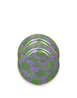 Dessert Plate Set of 2Wildbird Lilla/Verde in Porcelain