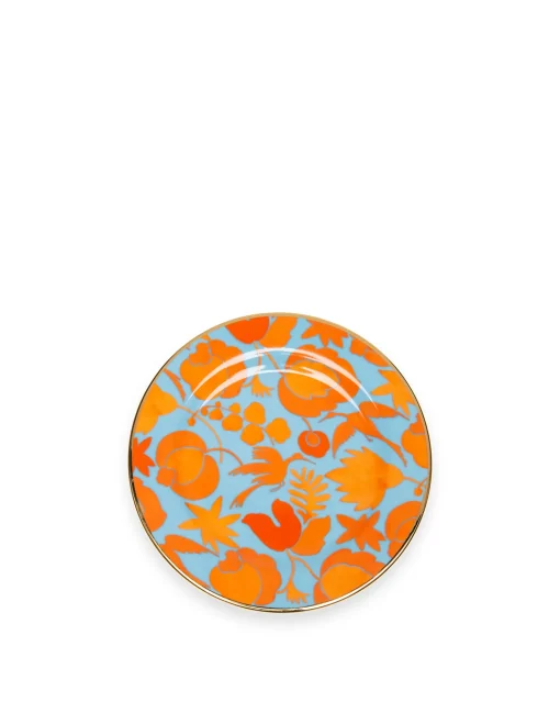 Dessert Plate Set of 2Wildbird Azzurro/Arancio in Porcelain