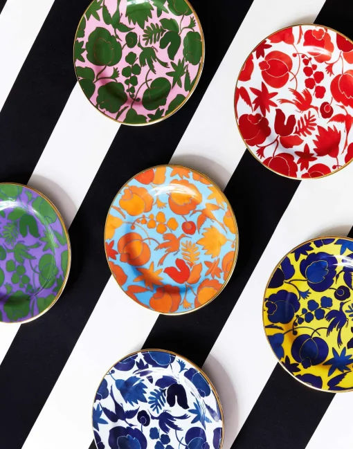 Dessert Plate Set of 6Wildbird Mix in Porcelain