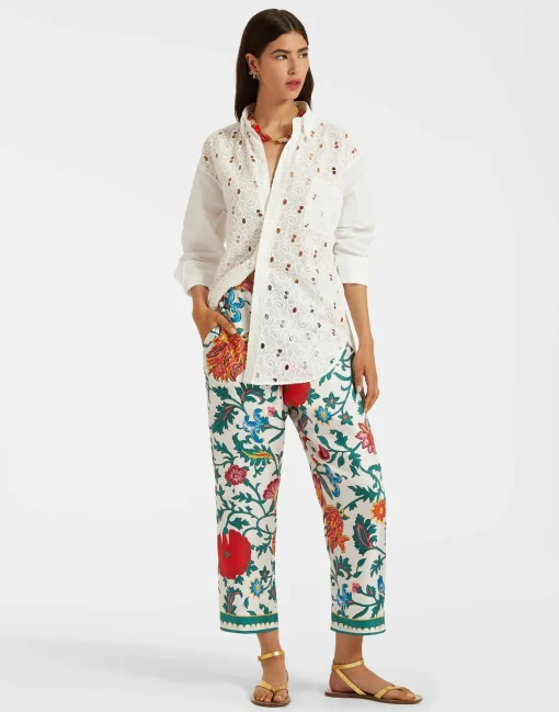 Drawstring PantsDragonflower Multicolor in Silk Twill