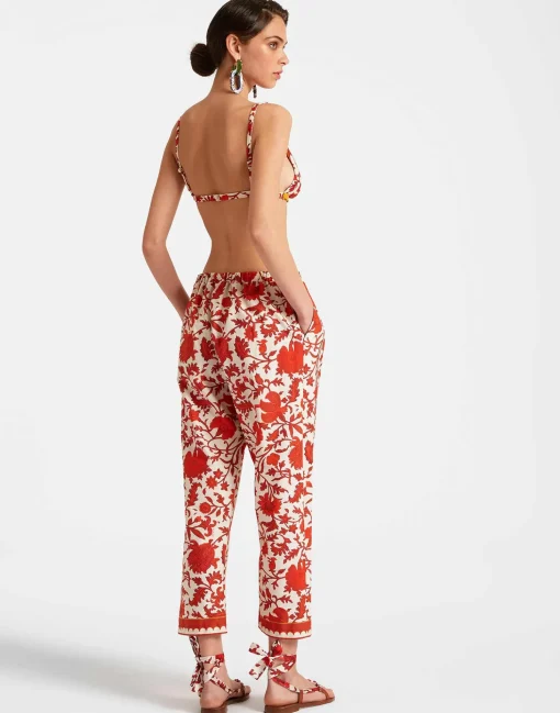 Drawstring PantsDragonflower Mini Red in Summer Poplin