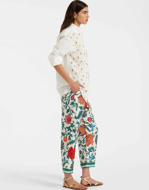 Drawstring PantsDragonflower Multicolor in Silk Twill