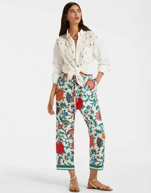 Drawstring PantsDragonflower Multicolor in Silk Twill