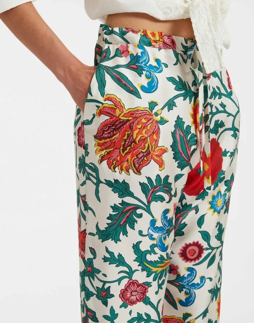 Drawstring PantsDragonflower Multicolor in Silk Twill