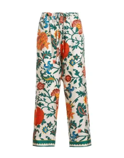 Drawstring PantsDragonflower Multicolor in Silk Twill