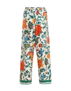 Drawstring PantsDragonflower Multicolor in Silk Twill