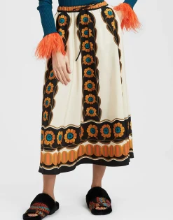 Drawstring SkirtDaisychain Placée Orange in Light Faille