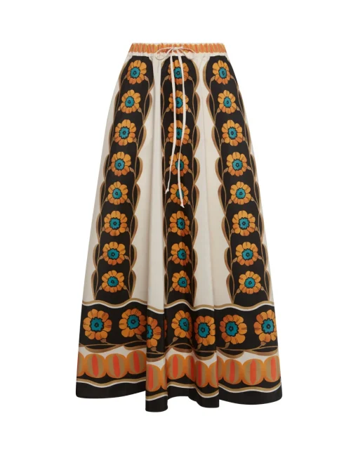Drawstring SkirtDaisychain Placée Orange in Light Faille
