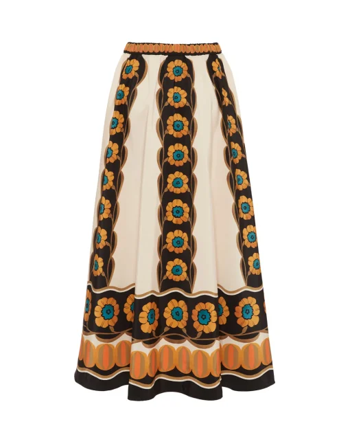 Drawstring SkirtDaisychain Placée Orange in Light Faille