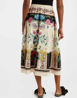 Drawstring SkirtPlaza Placée Ivory in Faille