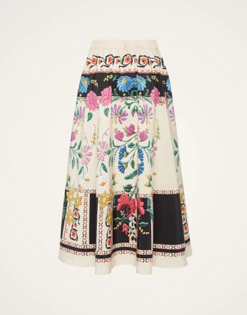 Drawstring SkirtPlaza Placée Ivory in Faille