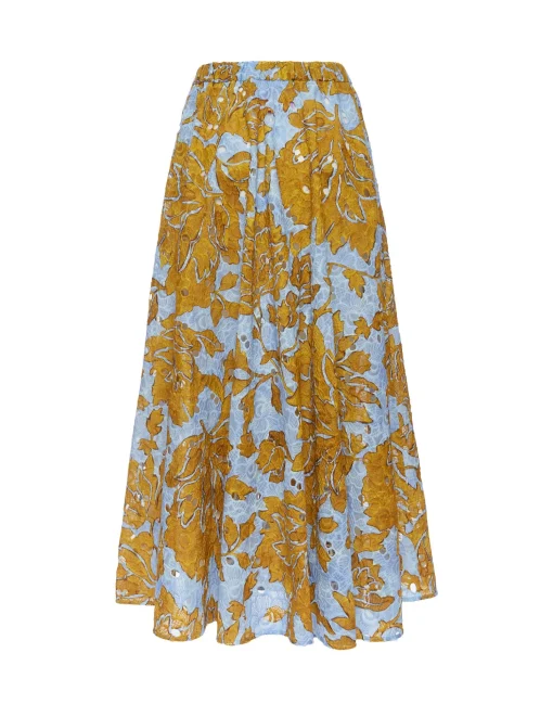 Drawstring SkirtTangle Light Blue in Printed Lace