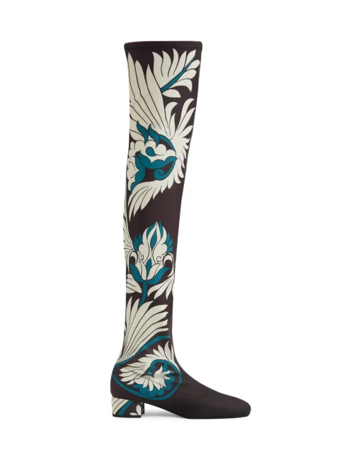 Edie High BootsMix Tiles Blue in Lycra