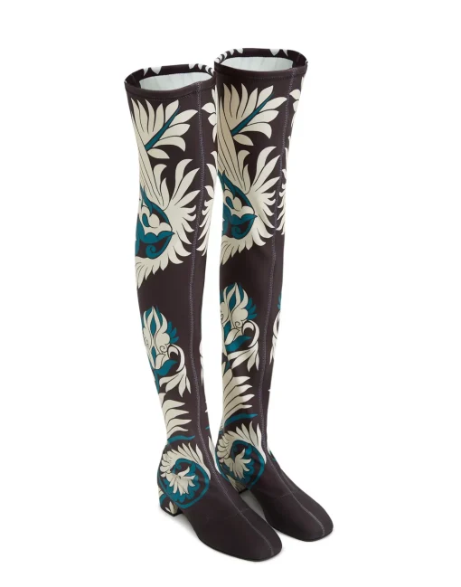 Edie High BootsMix Tiles Blue in Lycra