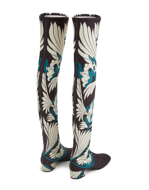 Edie High BootsMix Tiles Blue in Lycra