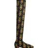 Edie High BootsScarab Black in Elastic Lycra