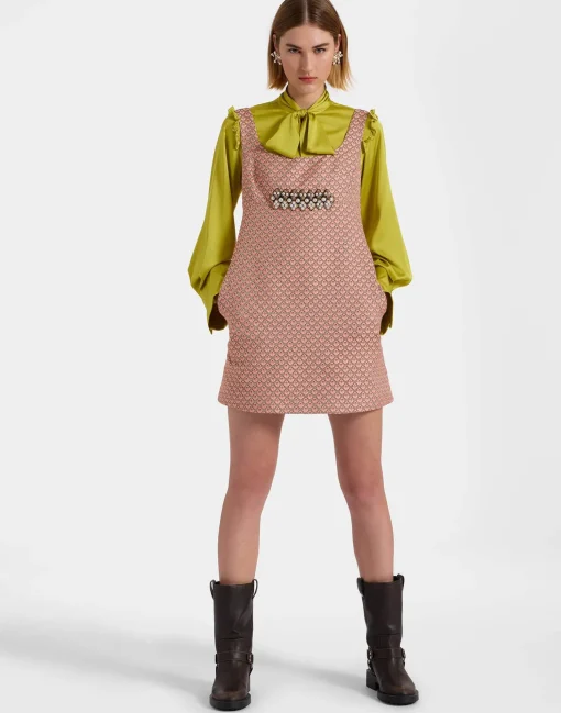 Ella Mini DressTulip Pale Pink in Jacquard Embroidered