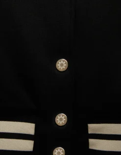 Embroidered Sisterhood Varsity BomberSolid Black in Jersey