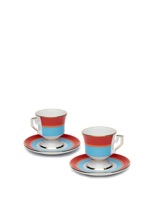 Espresso Cup & Saucer Set of 2Rainbow Azzurro in Porcelain
