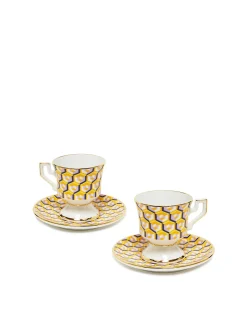 Espresso Cup & Saucer Set of 2Cubi Giallo in Porcelain