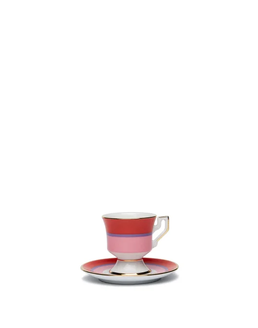 Espresso Cup & Saucer Set of 2Rainbow Rosa in Porcelain