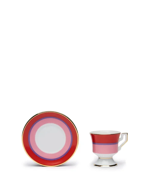 Espresso Cup & Saucer Set of 2Rainbow Rosa in Porcelain