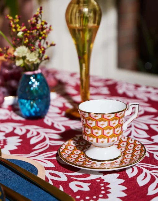 Espresso Cup & Saucer Set of 2Cubi Oro in Porcelain