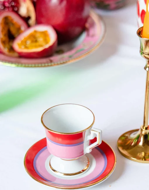 Espresso Cup & Saucer Set of 2Rainbow Rosa in Porcelain