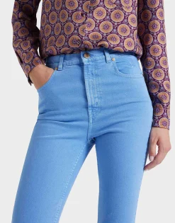Fancy Crop Jeans (With Feathers)Light Blue in Denim