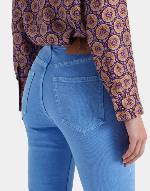 Fancy Crop Jeans (With Feathers)Light Blue in Denim