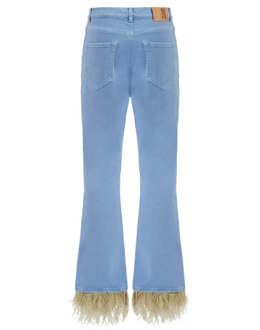 Fancy Crop Jeans (With Feathers)Light Blue in Denim