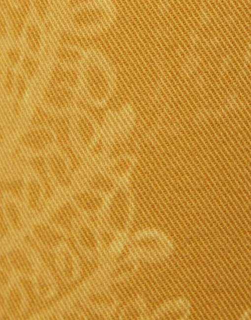 Fancy Crop JeansSicomore Yellow in Laser-Printed Denim With Fringe
